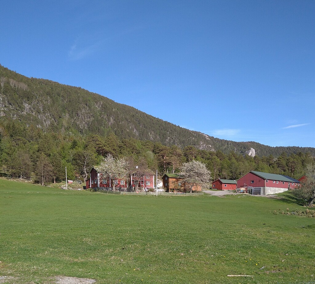 Tunet på Ormbostad Gard ved foten av Ormbostadfjellet